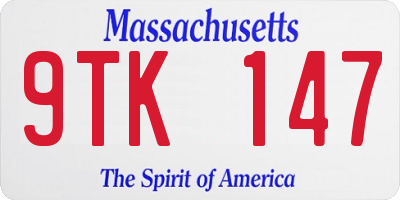 MA license plate 9TK147