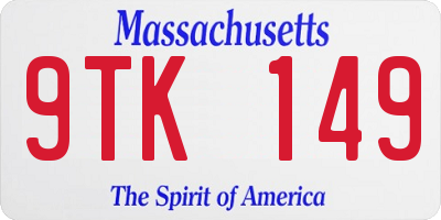 MA license plate 9TK149