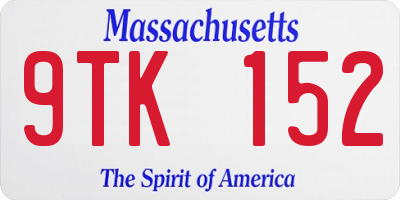 MA license plate 9TK152