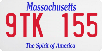 MA license plate 9TK155