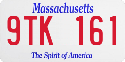 MA license plate 9TK161