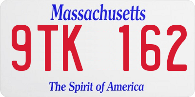 MA license plate 9TK162