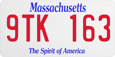 MA license plate 9TK163