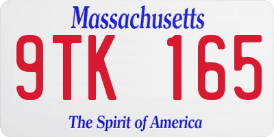 MA license plate 9TK165