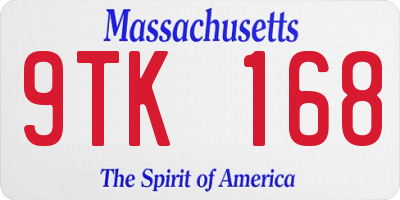 MA license plate 9TK168