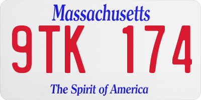 MA license plate 9TK174
