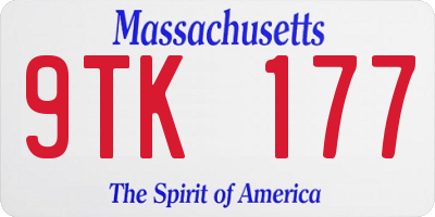 MA license plate 9TK177