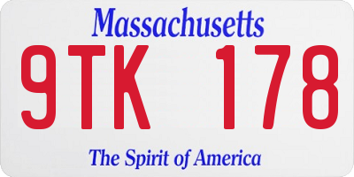 MA license plate 9TK178