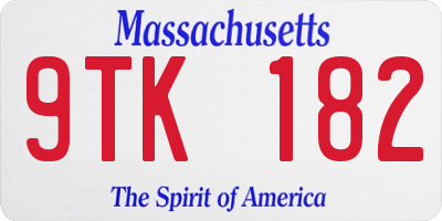 MA license plate 9TK182