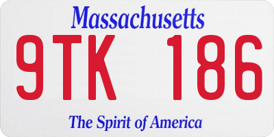 MA license plate 9TK186