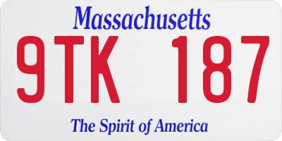 MA license plate 9TK187