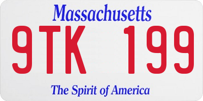 MA license plate 9TK199