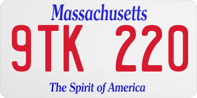 MA license plate 9TK220