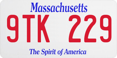 MA license plate 9TK229