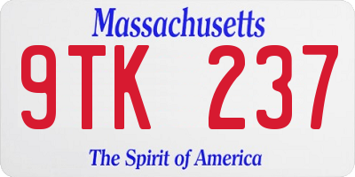 MA license plate 9TK237