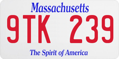 MA license plate 9TK239