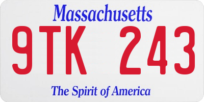 MA license plate 9TK243