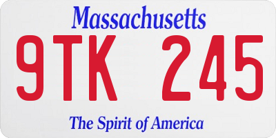 MA license plate 9TK245