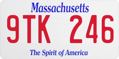 MA license plate 9TK246