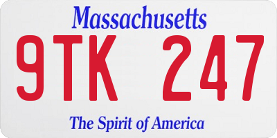 MA license plate 9TK247