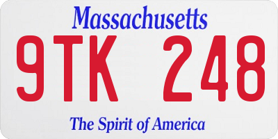 MA license plate 9TK248
