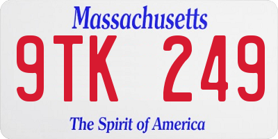 MA license plate 9TK249