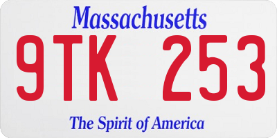 MA license plate 9TK253