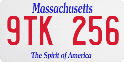MA license plate 9TK256