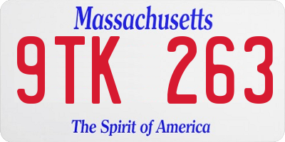 MA license plate 9TK263