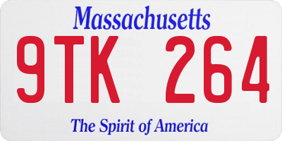 MA license plate 9TK264