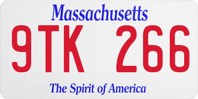 MA license plate 9TK266