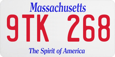 MA license plate 9TK268
