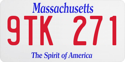 MA license plate 9TK271