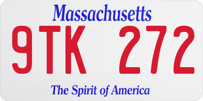 MA license plate 9TK272