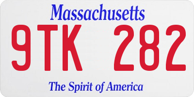 MA license plate 9TK282