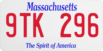 MA license plate 9TK296