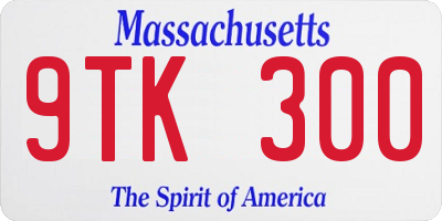 MA license plate 9TK300