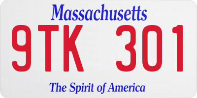 MA license plate 9TK301