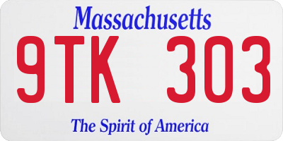 MA license plate 9TK303