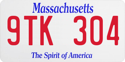 MA license plate 9TK304