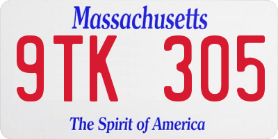 MA license plate 9TK305