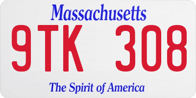 MA license plate 9TK308