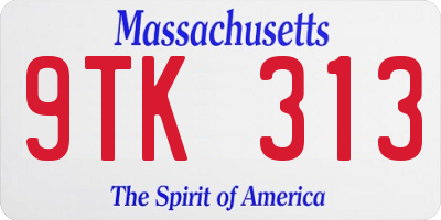 MA license plate 9TK313