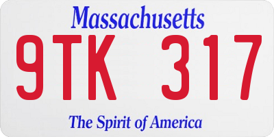 MA license plate 9TK317