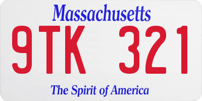 MA license plate 9TK321