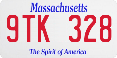 MA license plate 9TK328