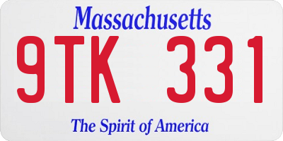 MA license plate 9TK331