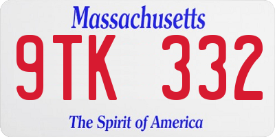 MA license plate 9TK332