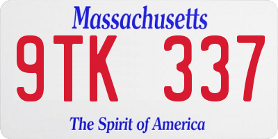 MA license plate 9TK337