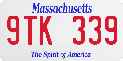 MA license plate 9TK339
